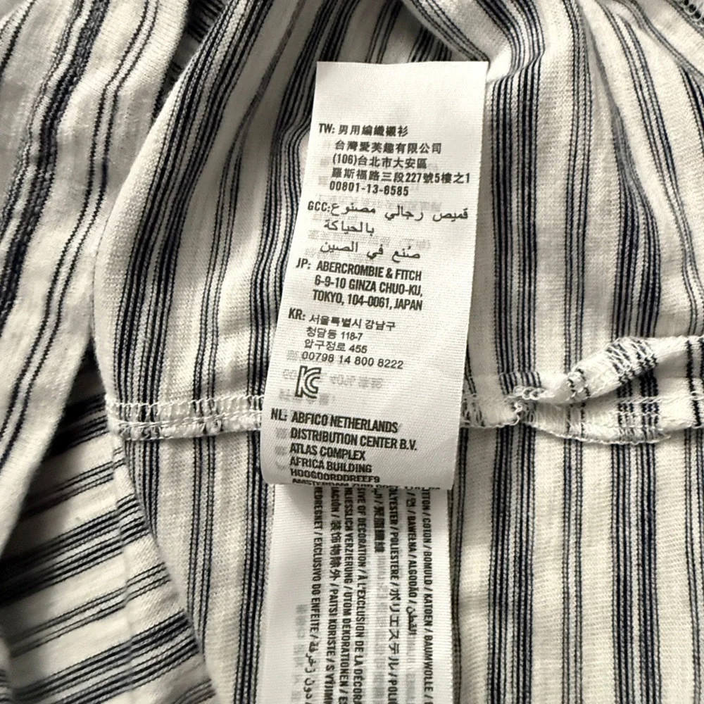Abercrombie & Fitch Men’s XXL Polo Shirt |Striped Parchment Heather Cotton Blend